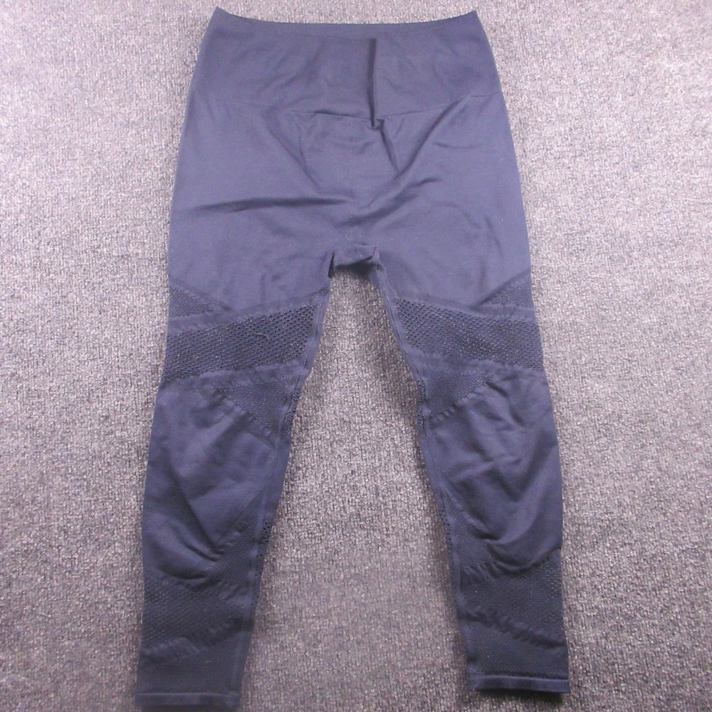 Fabletics Leggings Womens See Measurements Blue Cropped Seamless Mesh Panel Yoga